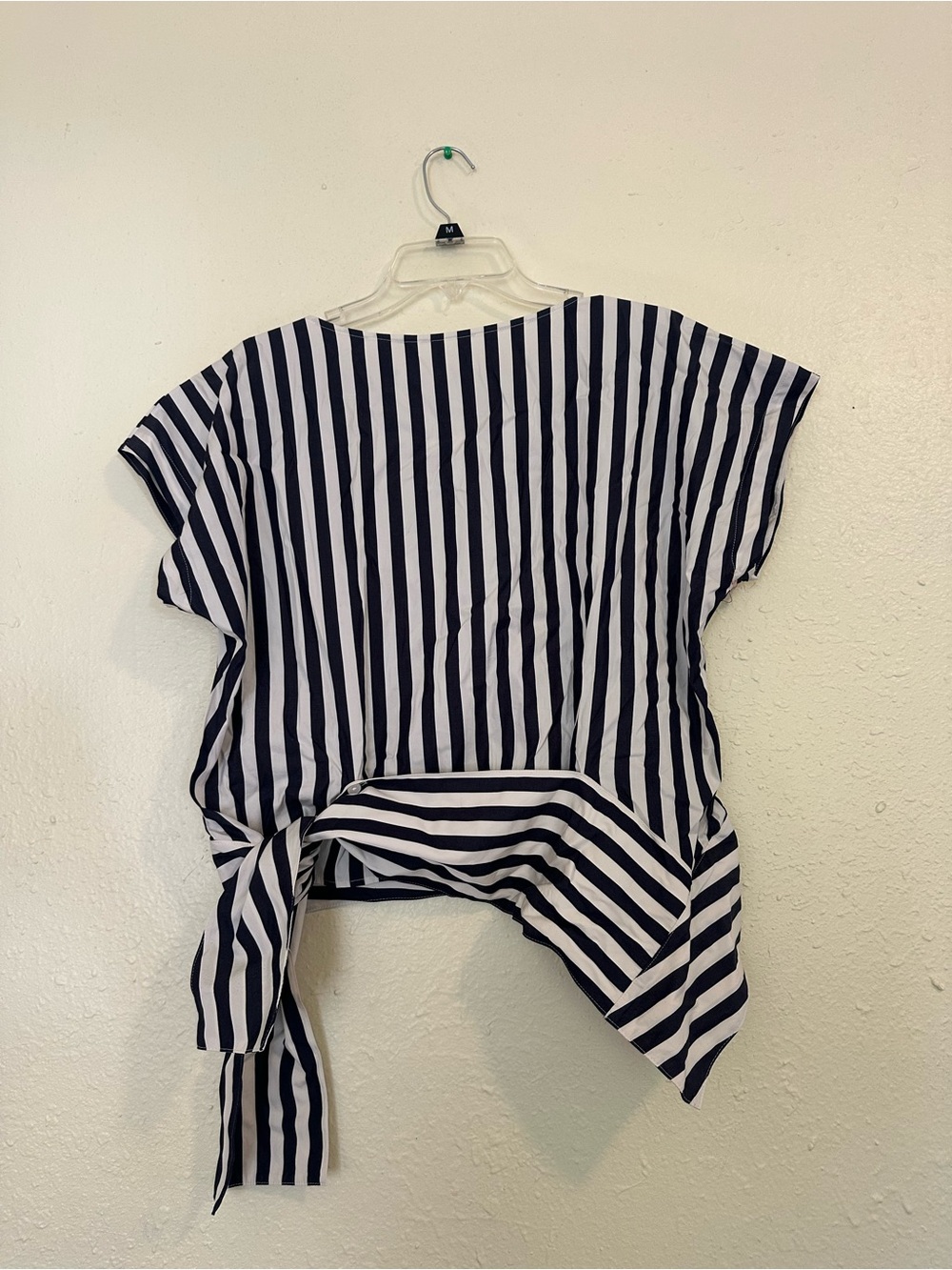 Banana Republic Black and White Vertical Stripe Tie-Side Blouse EUC